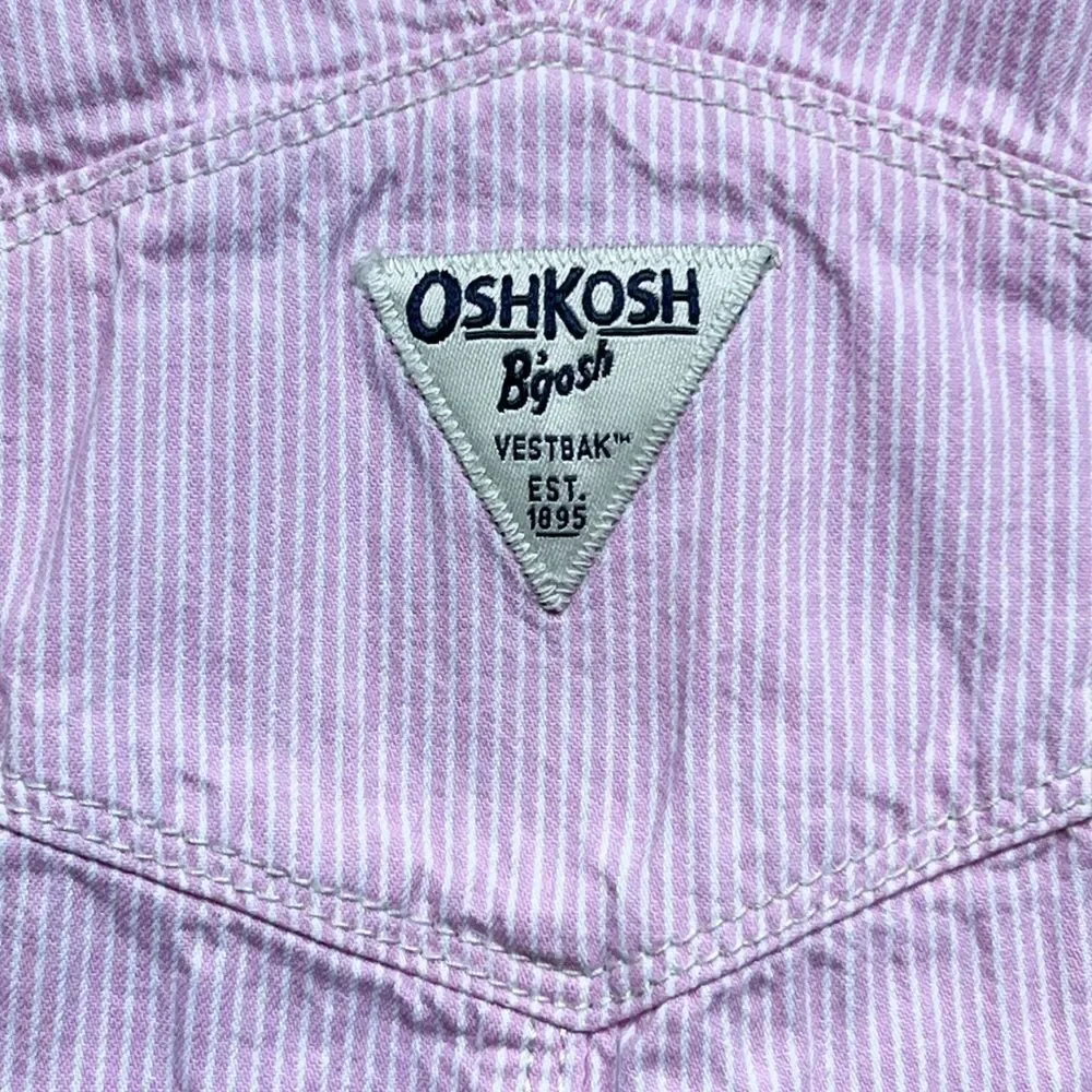 OshKosh B’Gosh Girls Kids Pink Striped Heart Pocket Overalls. 24 Months.